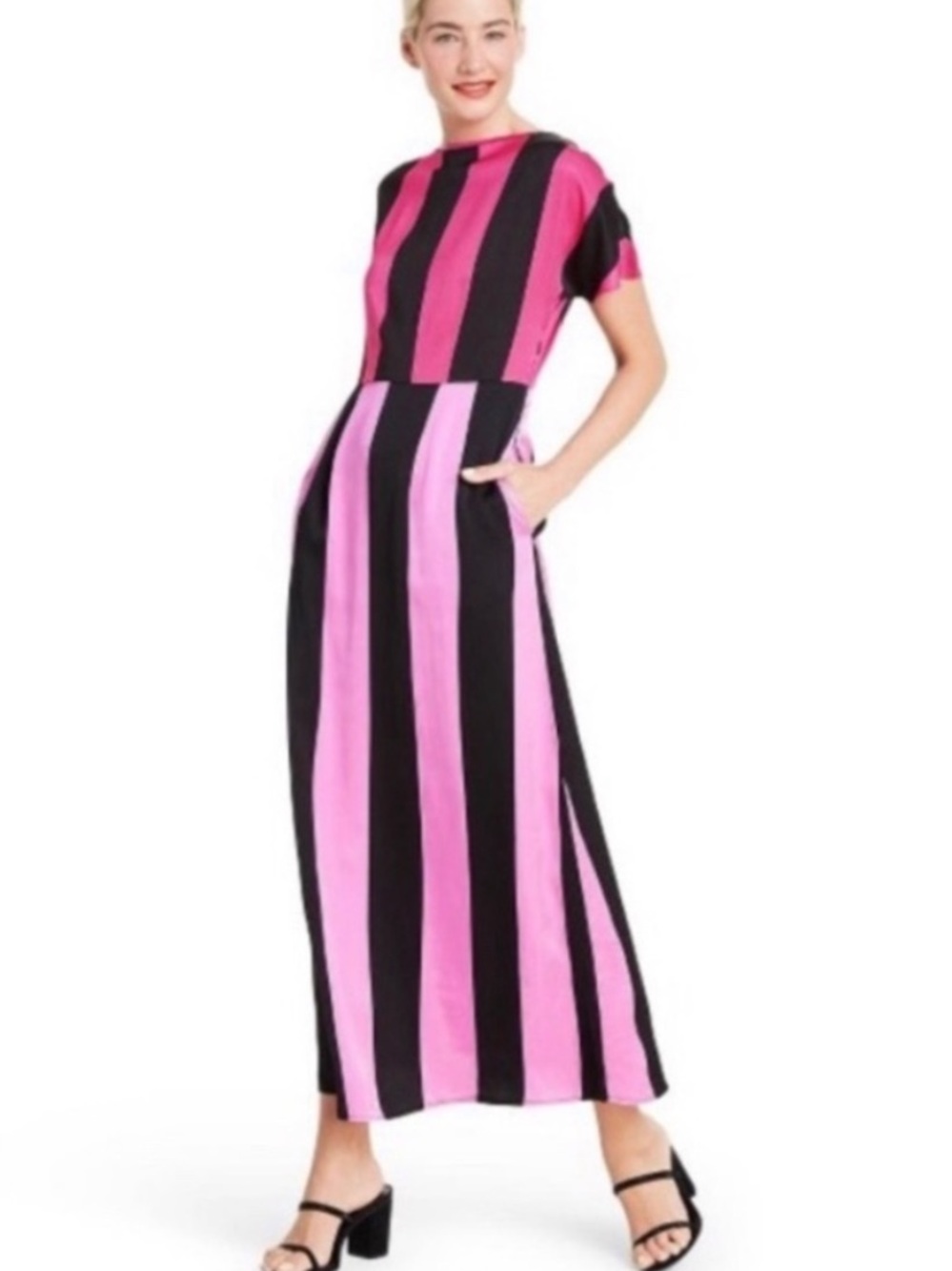 Christopher John Roger’s X Target Bold Pink and Black Striped Maxi Dress